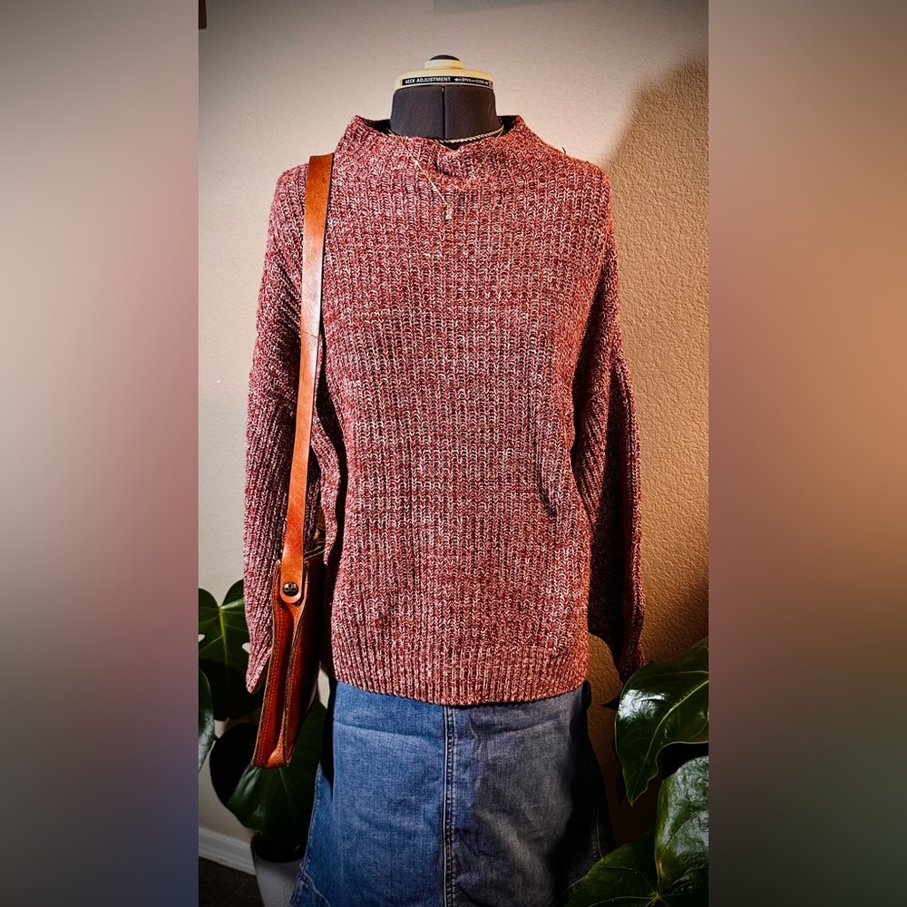 Cupcakes & Cashmere Burnt Orange Mock Neck Sweater S